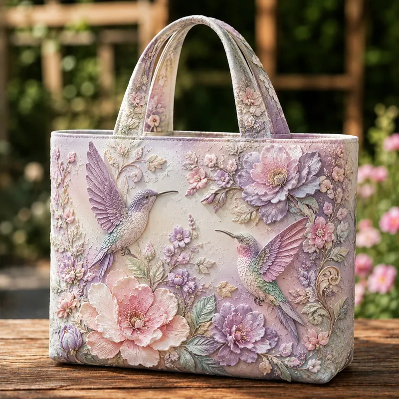 Hummingbird Floral Design Tote Bag